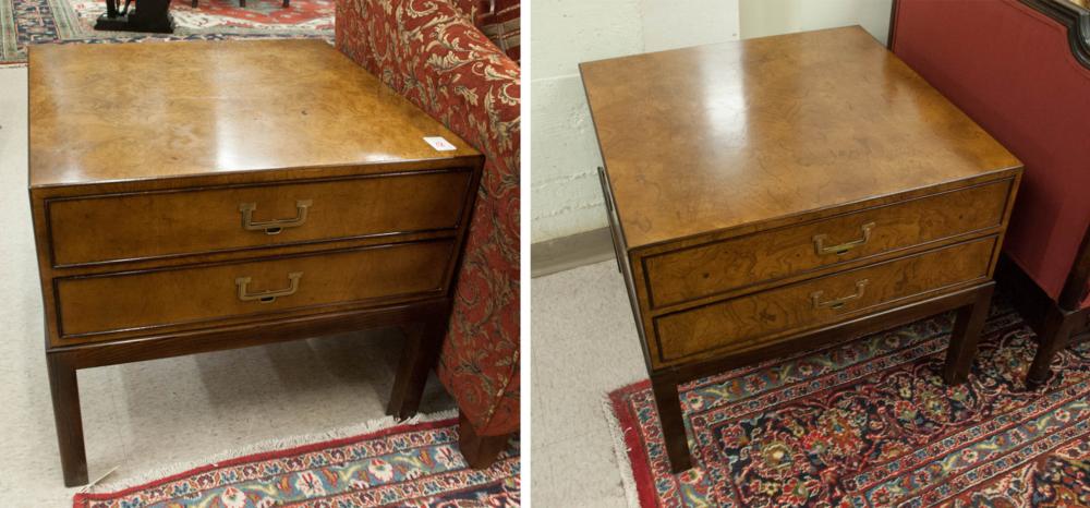 A PAIR OF MID-CENTURY MODERN BURL WALNUT