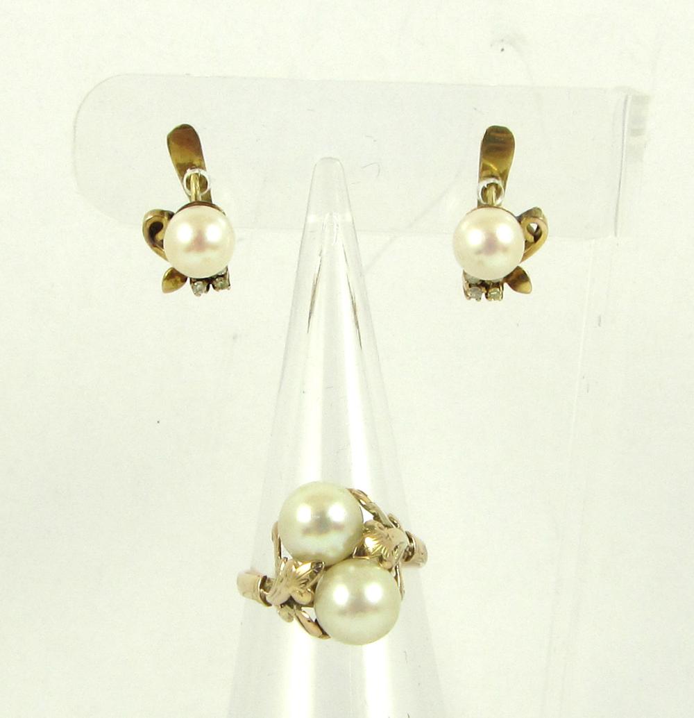 PEARL AND YELLOW GOLD RING AND 33e227