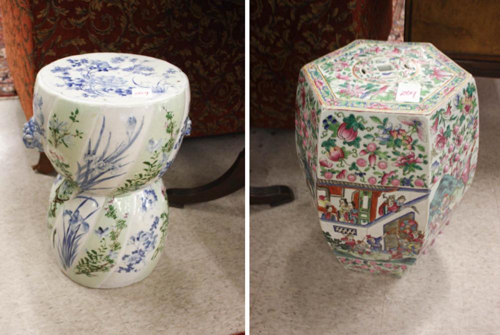 TWO CHINESE PORCELAIN GARDEN STOOLS: