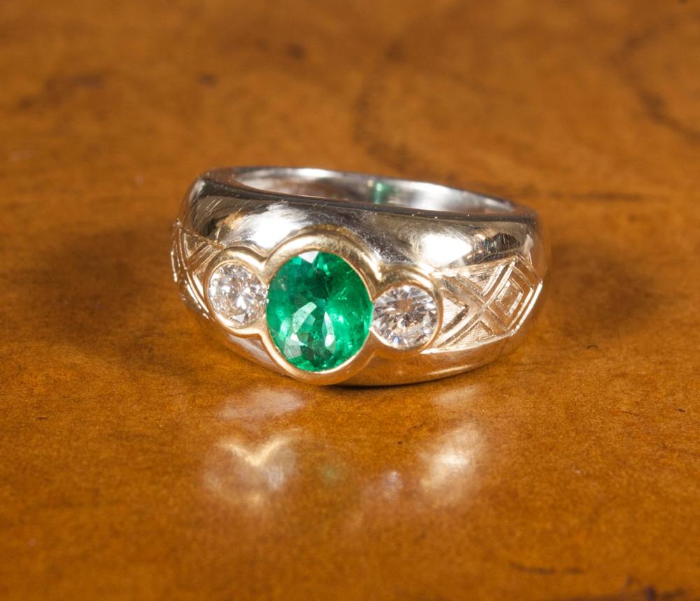 EMERALD, DIAMOND AND EIGHTEEN KARAT