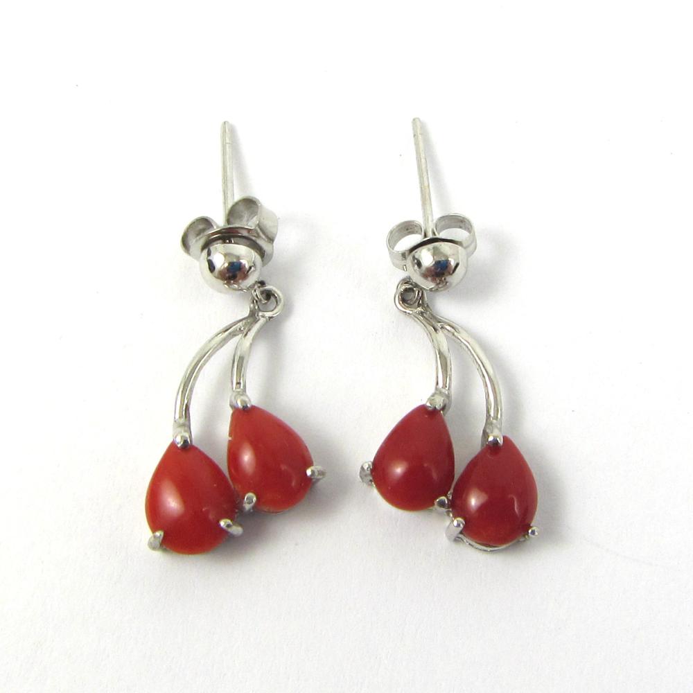 PAIR OF CORAL AND FOURTEEN KARAT