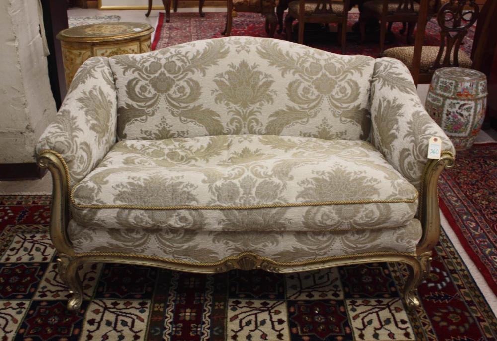 LOUIS XV STYLE UPHOLSTERED GILTWOOD
