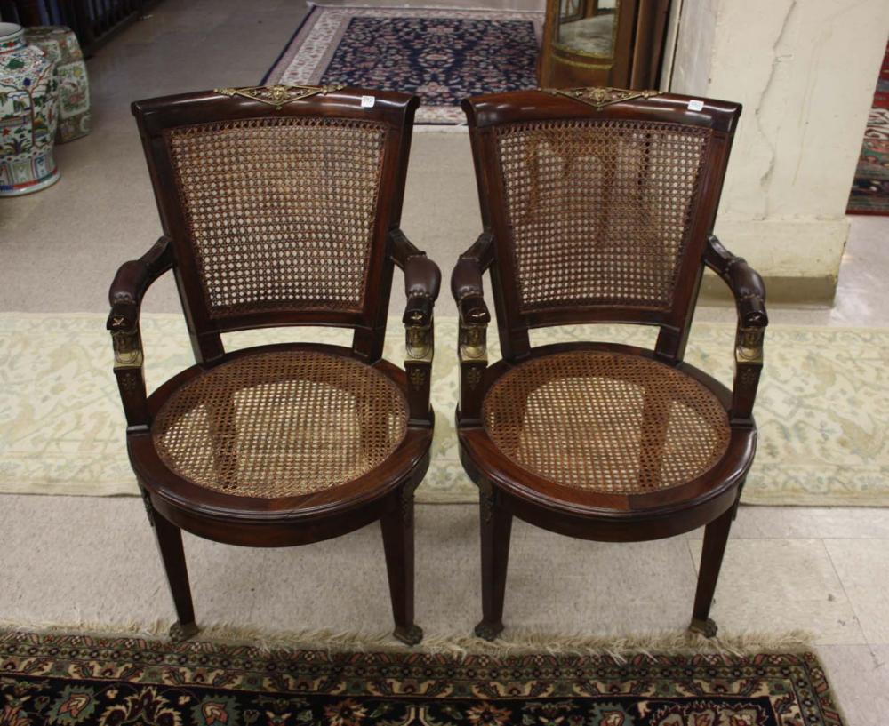 PAIR OF FRENCH EMPIRE STYLE ARMCHAIRS,