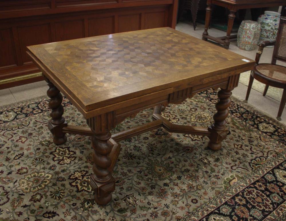 JAMES I REVIVAL PARQUETRY OAK DINING
