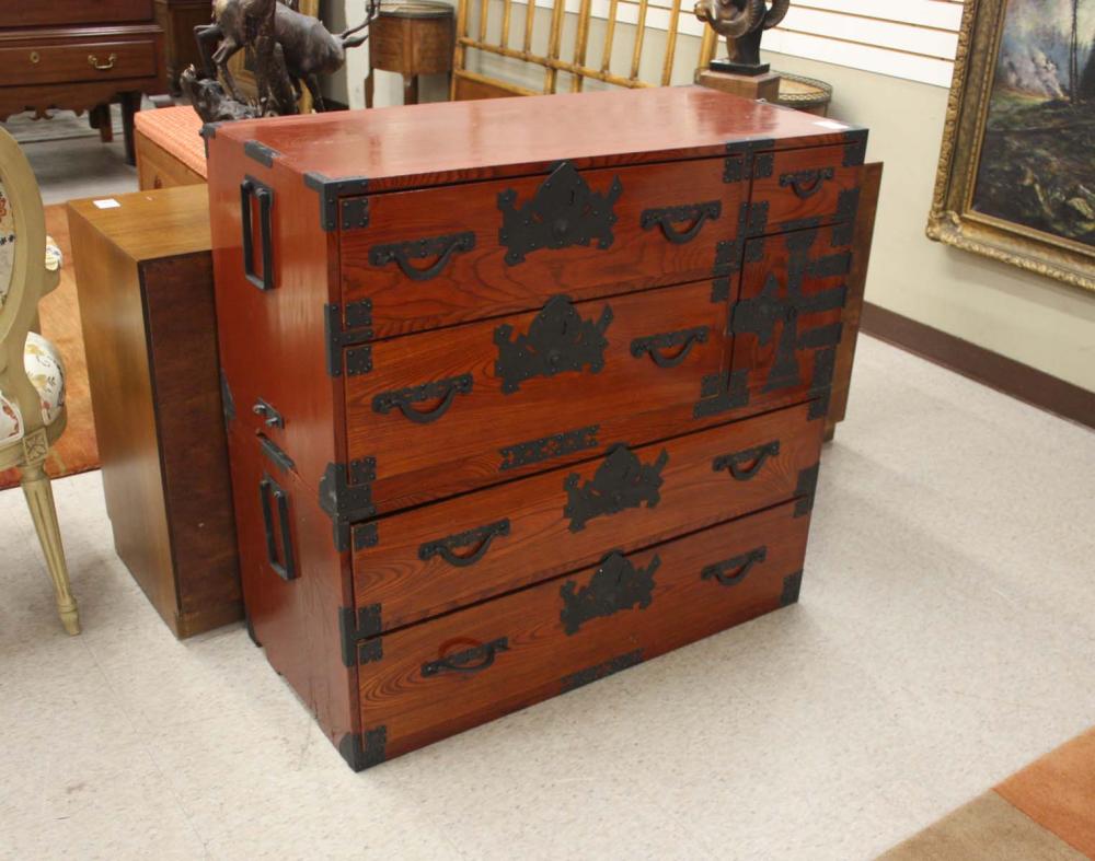 JAPANESE TWO-SECTION TANSU CHEST,