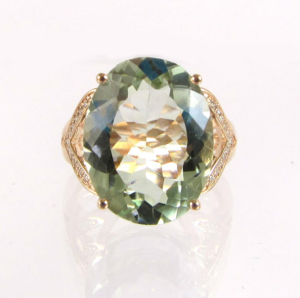 PRASIOLITE DIAMOND AND FOURTEEN 33e368