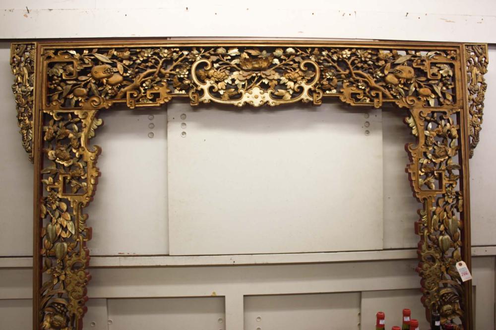 CHINESE CARVED WOOD DOORWAY ARCH,