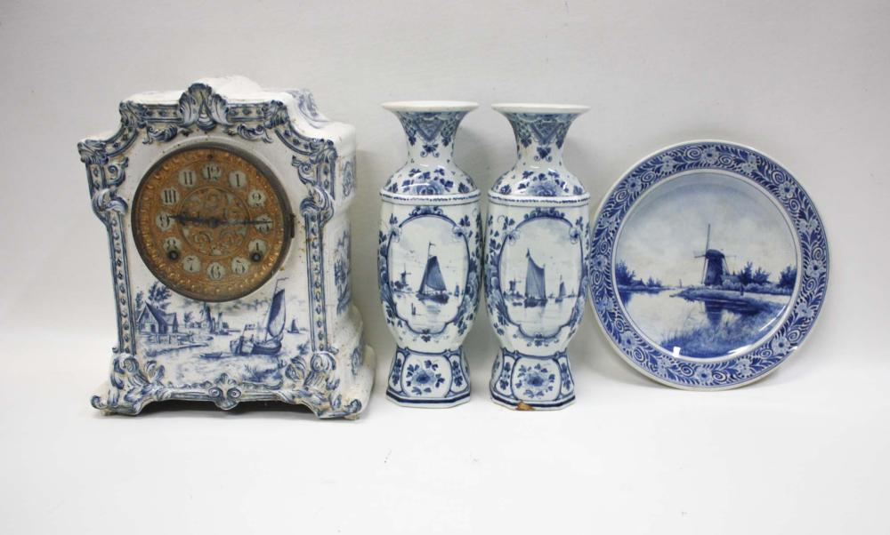 COLLECTION OF FOUR DELFTWARE ARTICLES,