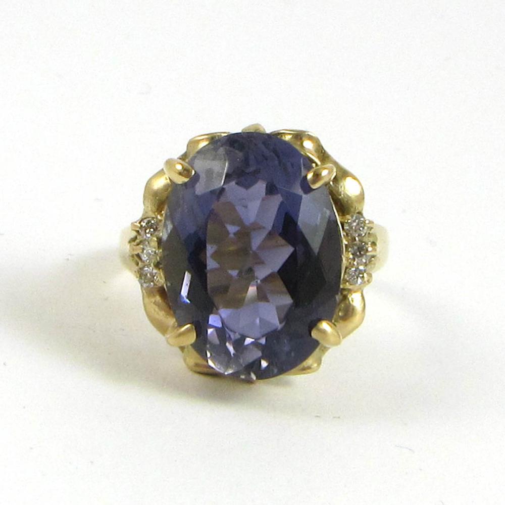 IOLITE, DIAMOND AND FOURTEEN KARAT