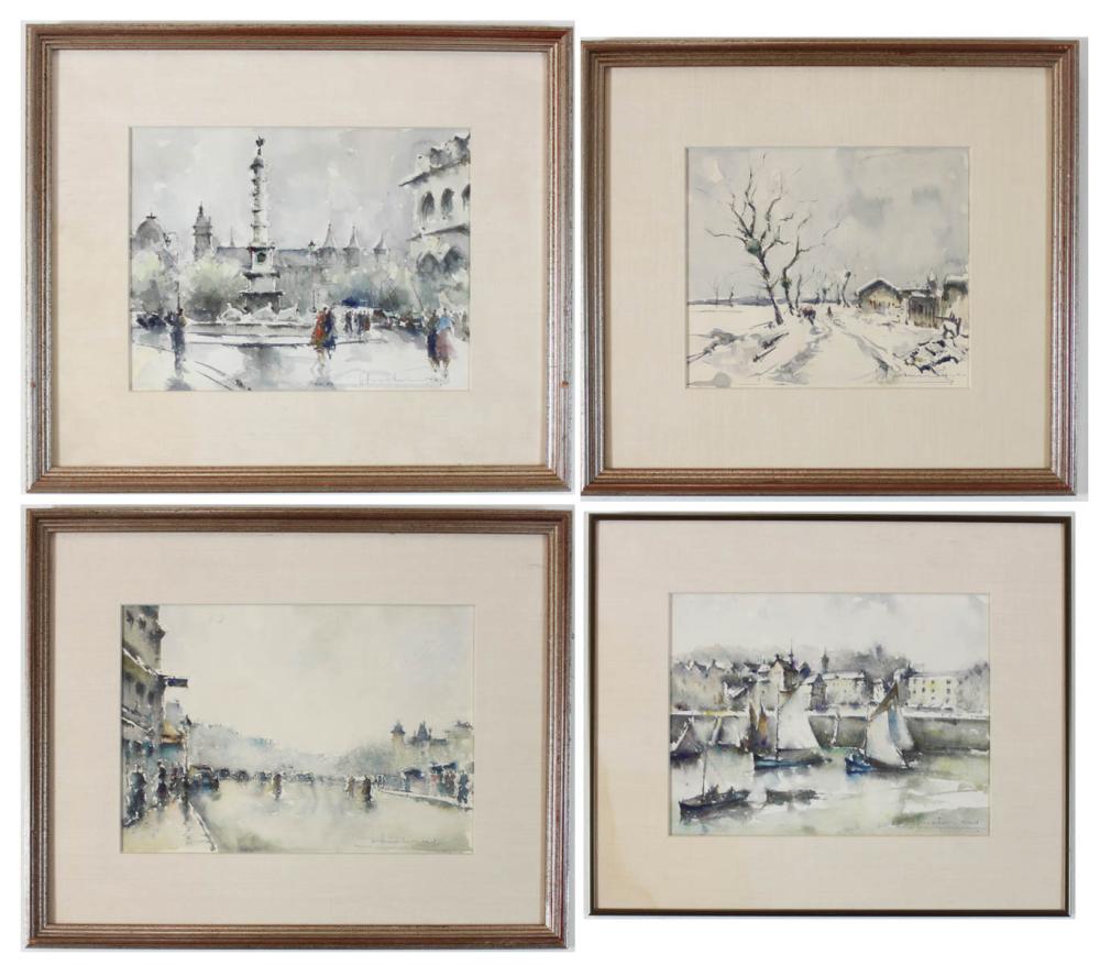 FOUR WATERCOLORS ON PAPER, EUROPEAN