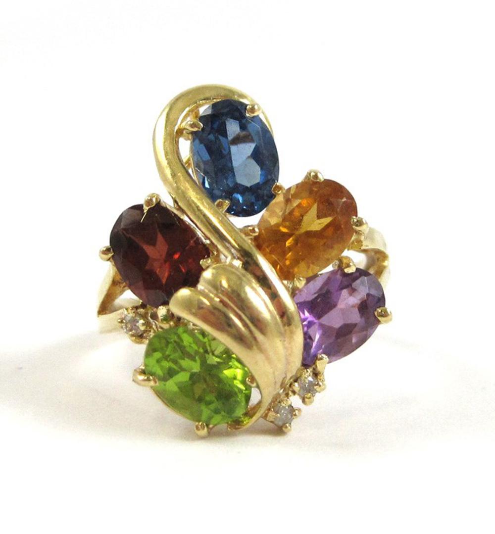 MULTI-COLOR GEMSTONE AND FOURTEEN