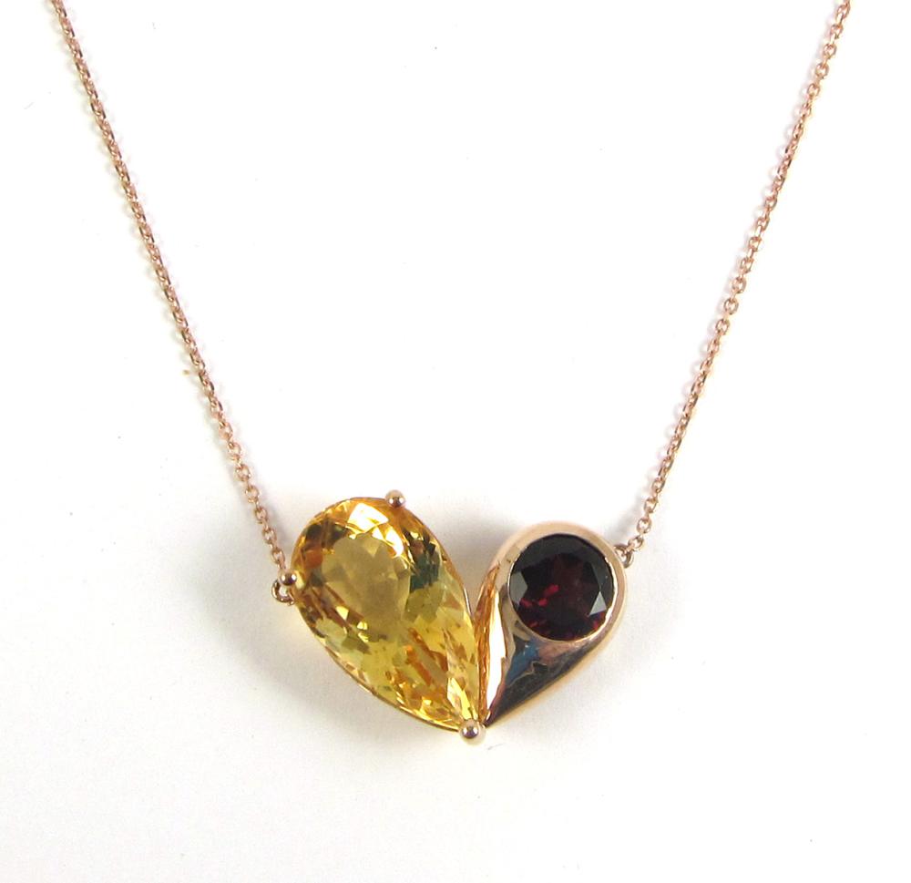 GARNET AND CITRINE PENDANT NECKLACEGARNET