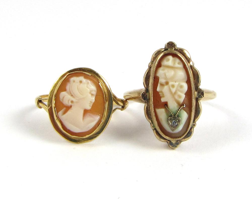 TWO PORTRAIT CAMEO SOLITAIRE RINGSTWO