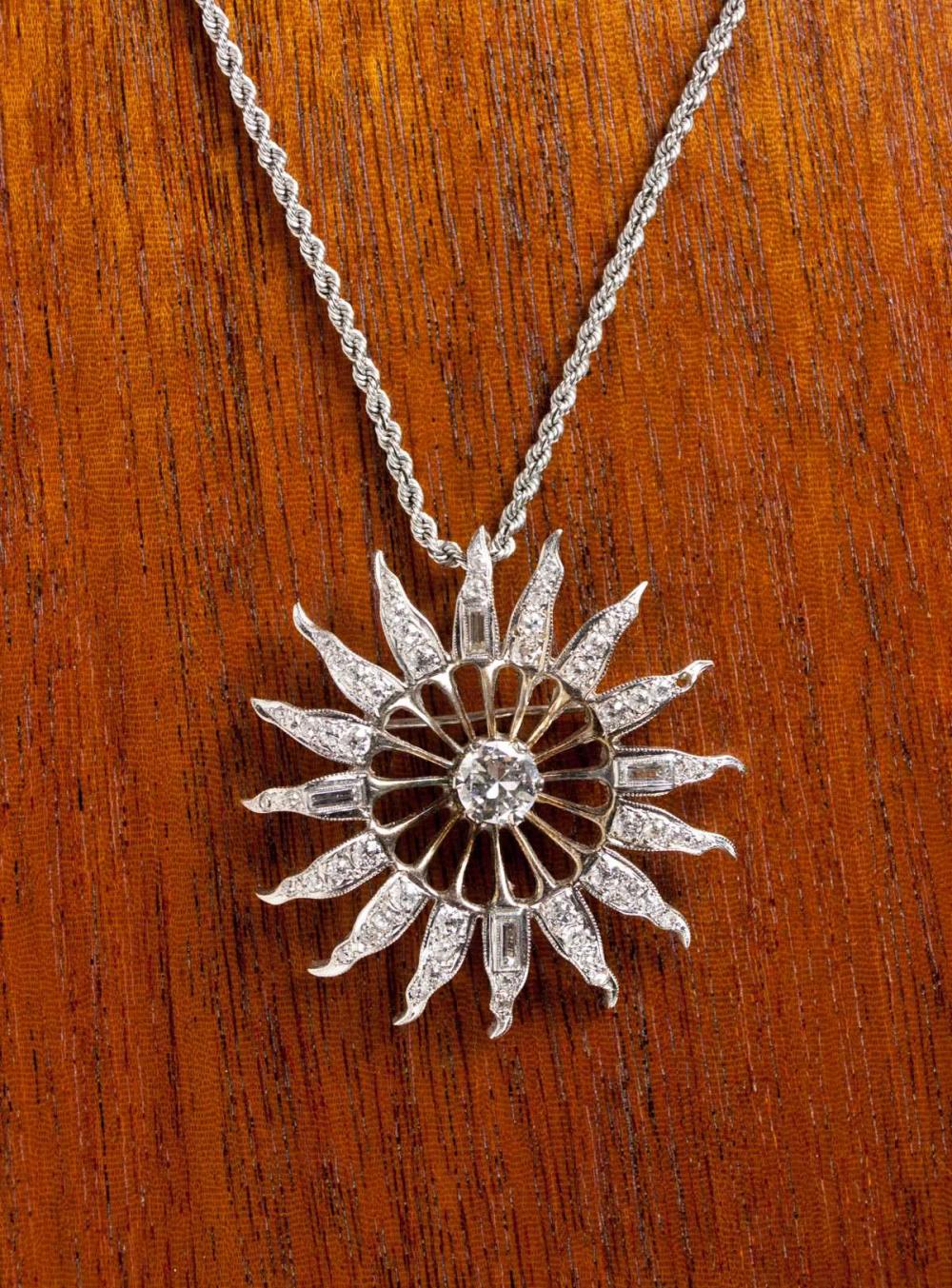 ESTATE DIAMOND PENDANT BROOCH ON 33e5ac