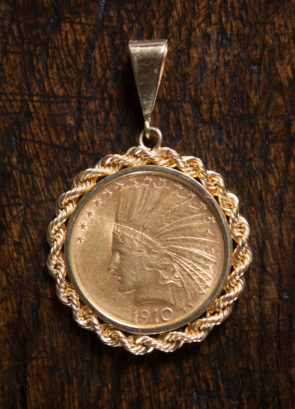 U.S. TEN DOLLAR GOLD COIN PENDANT,