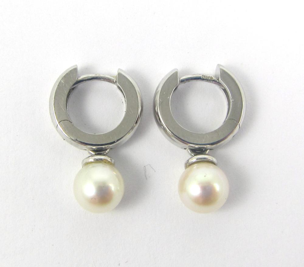 PAIR OF PEARL AND EIGHTEEN KARAT