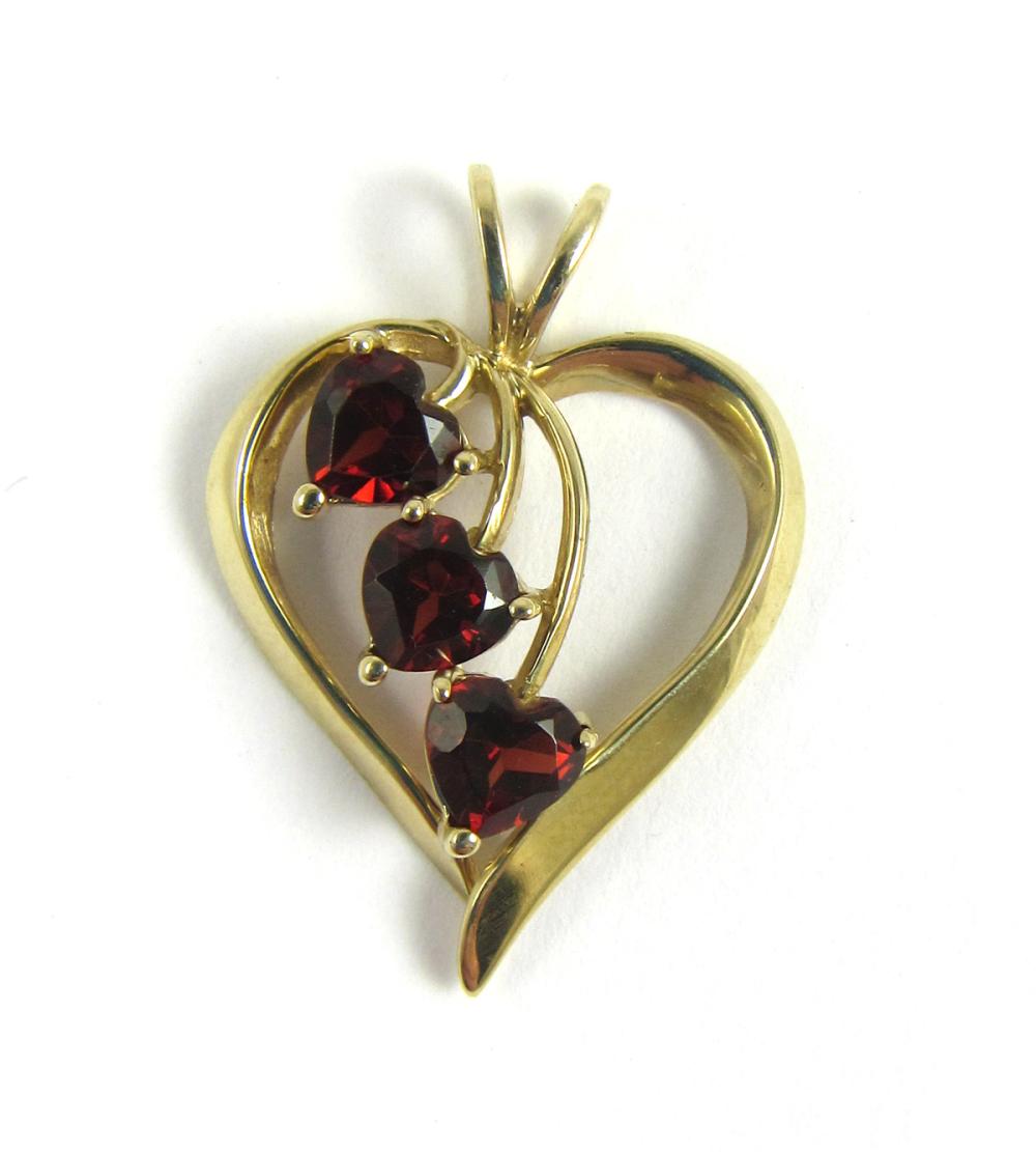 GARNET AND YELLOW GOLD OPEN HEART