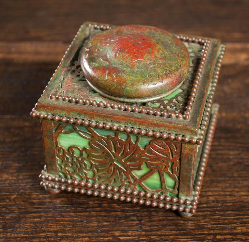 TIFFANY STUDIO BRONZE INKWELL,