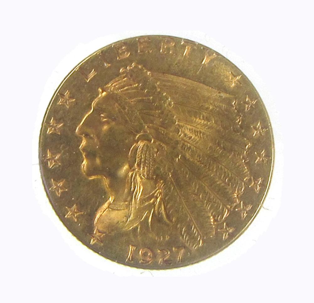 U.S. $2-1/2 GOLD COIN, INDIAN HEAD