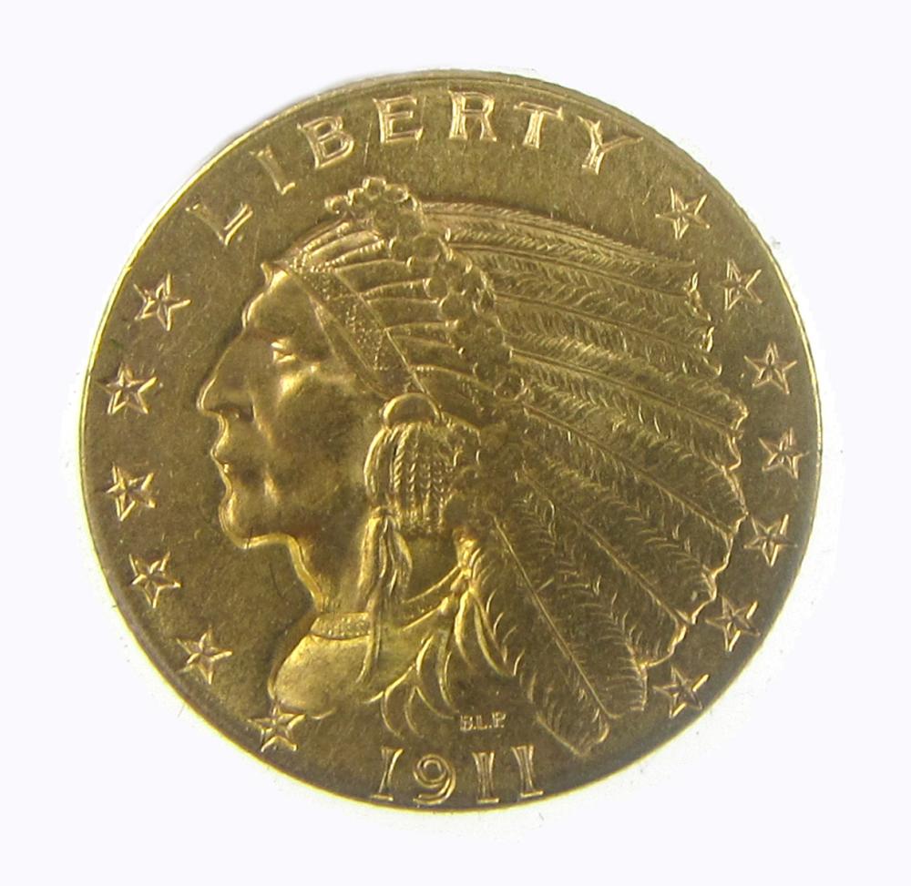 U.S. $2-1/2 GOLD COIN, INDIAN HEAD
