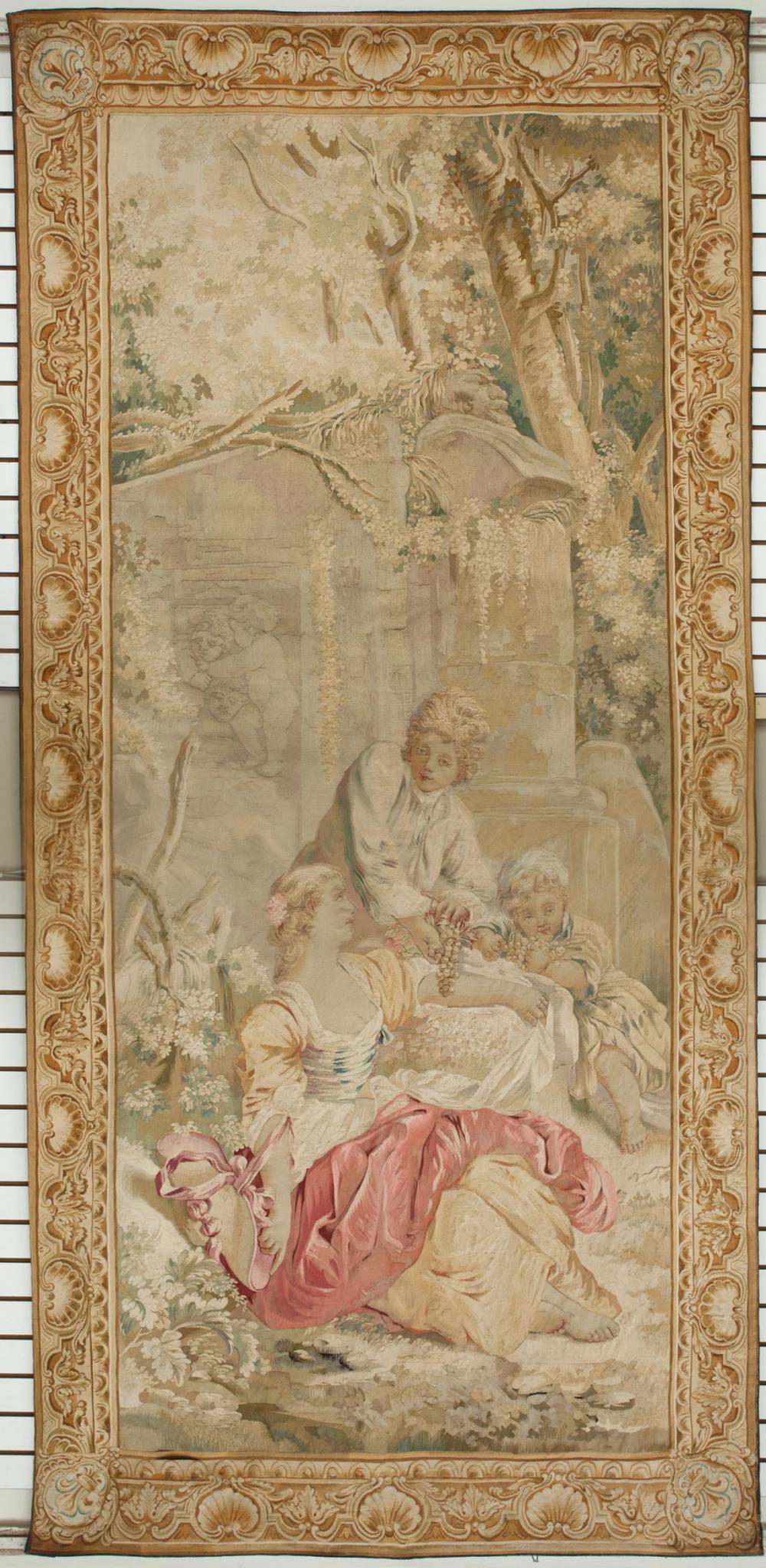 HAND WOVEN AUBUSSON TAPESTRY, FRENCH,