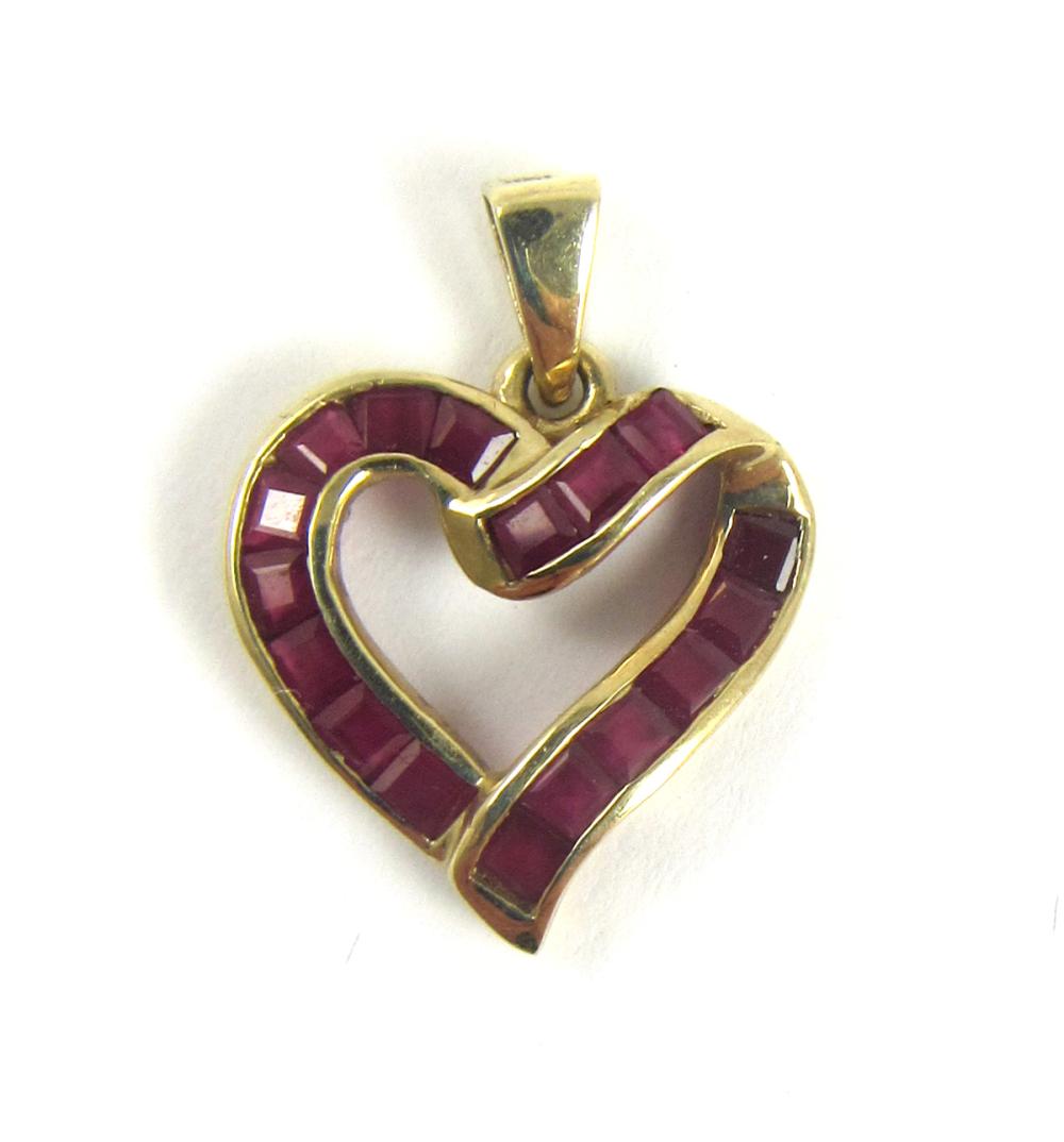 RUBY AND YELLOW GOLD OPEN HEART