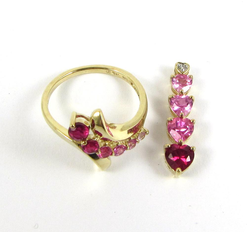 TWO ARTICLES OF PINK SAPPHIRE AND 33e751