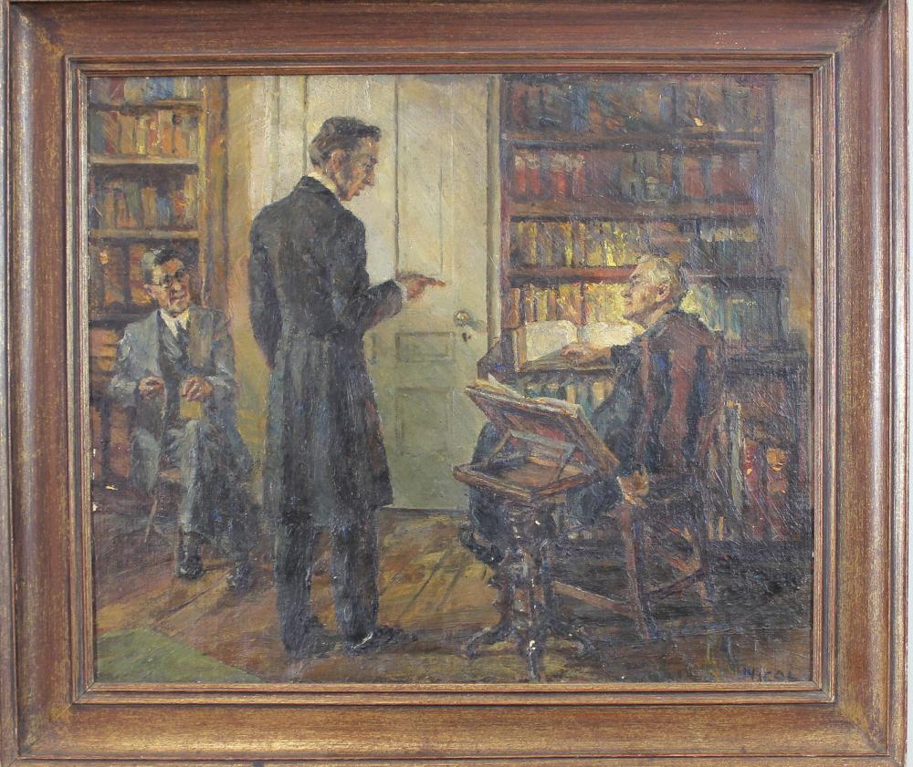 LAW OFFICE, OIL ON CANVAS MOUNTED