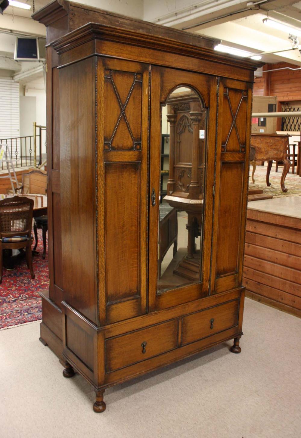 SINGLE DOOR OAK WARDROBE, ENGLISH,