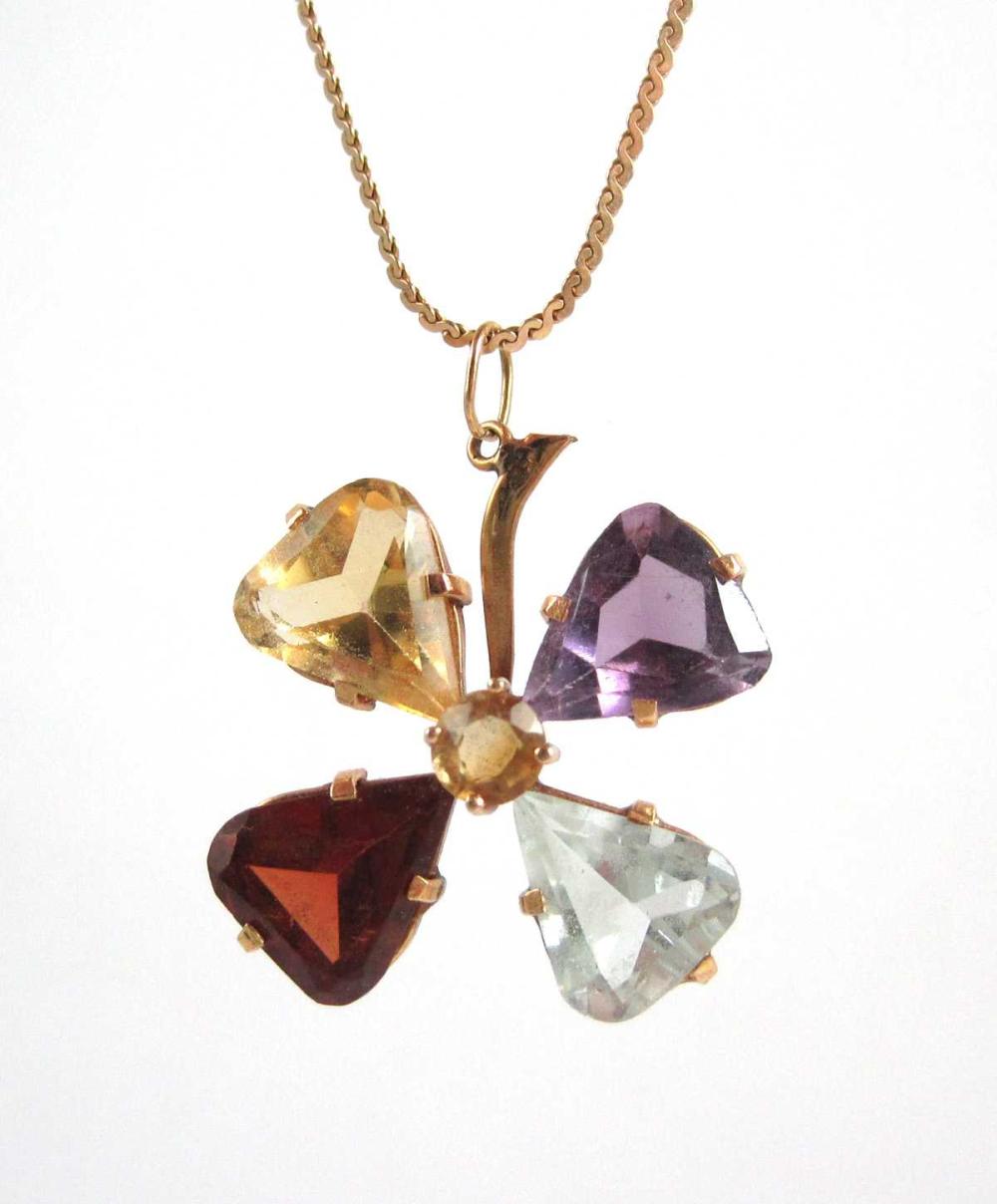 COLORED GEMSTONE PENDANT NECKLACE  33e800