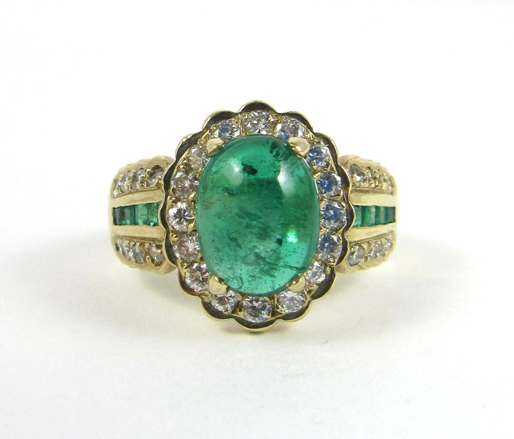 EMERALD, DIAMOND AND FOURTEEN KARAT