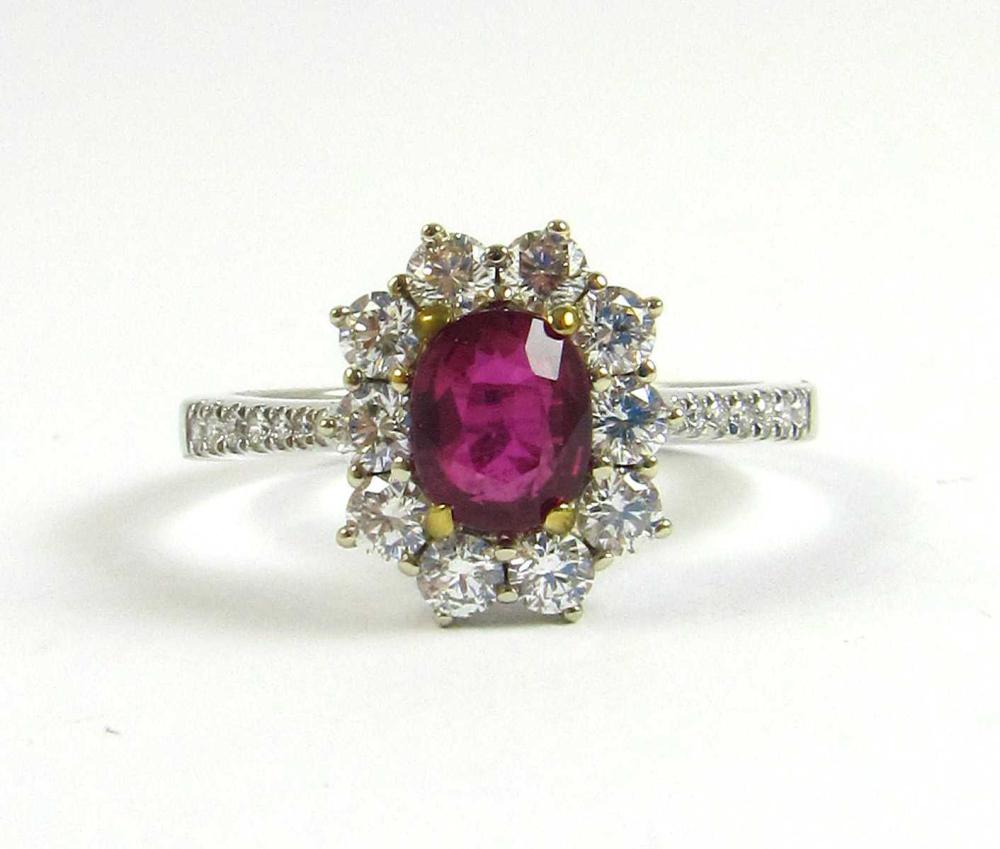 RUBY AND DIAMONDS RING OVAL CUT 33e822