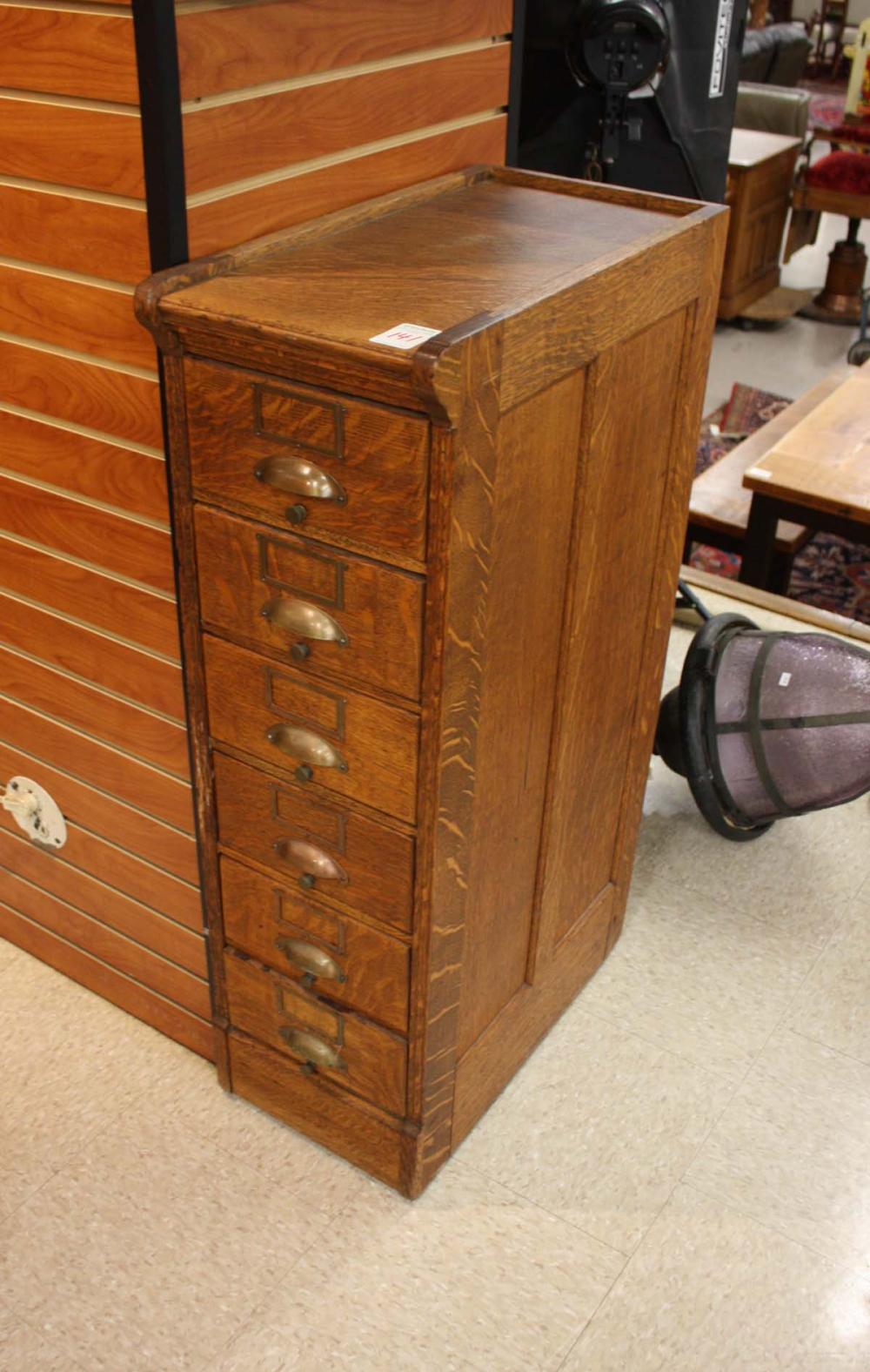 SIX-DRAWER OAK FILE CABINET, AMERICAN,