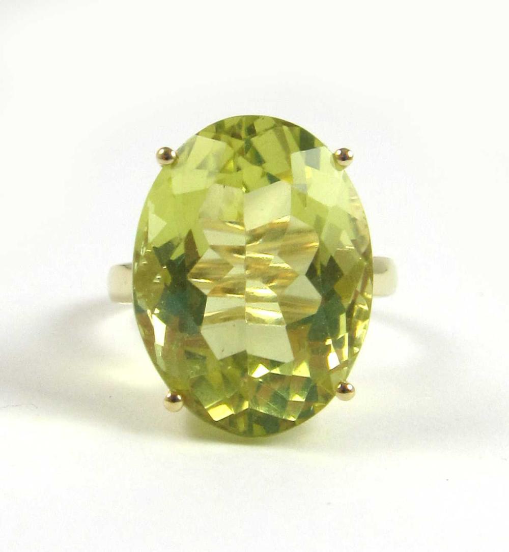 LEMON CITRINE SOLITAIRE RING OVAL-CUT