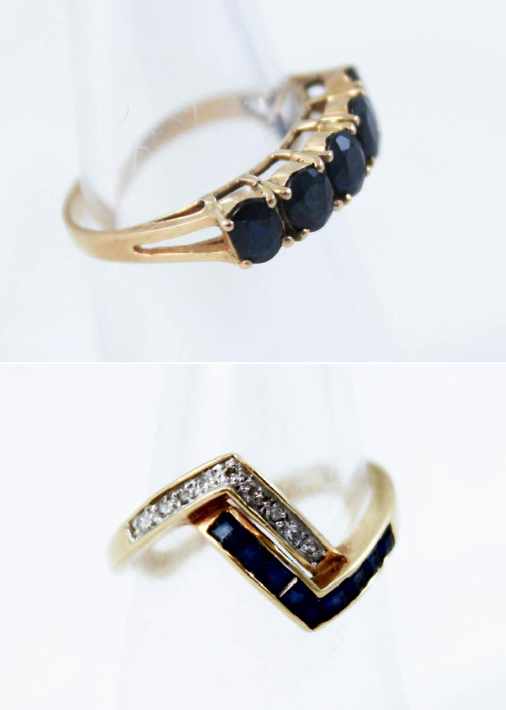 TWO SAPPHIRE AND YELLOW GOLD RINGS  33e8cd
