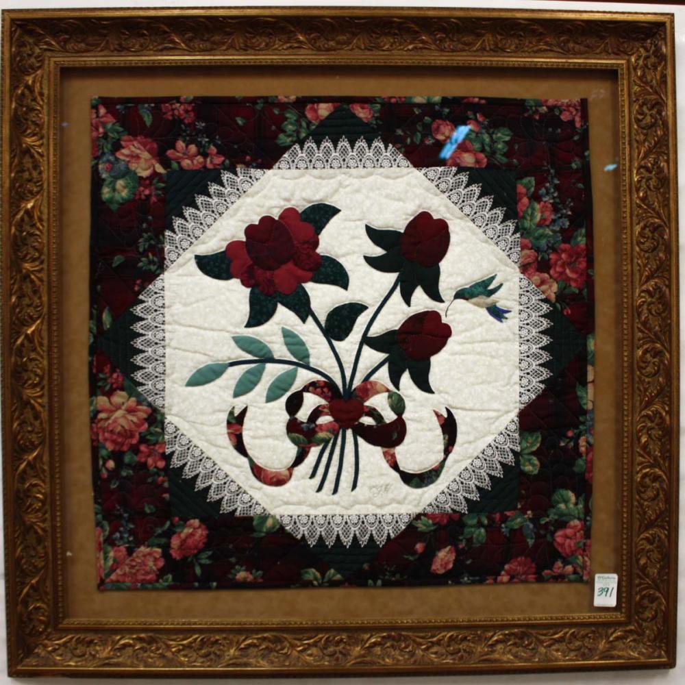 CUSTOM FRAMED ROSES SAMPLER QUILT 33e8d4