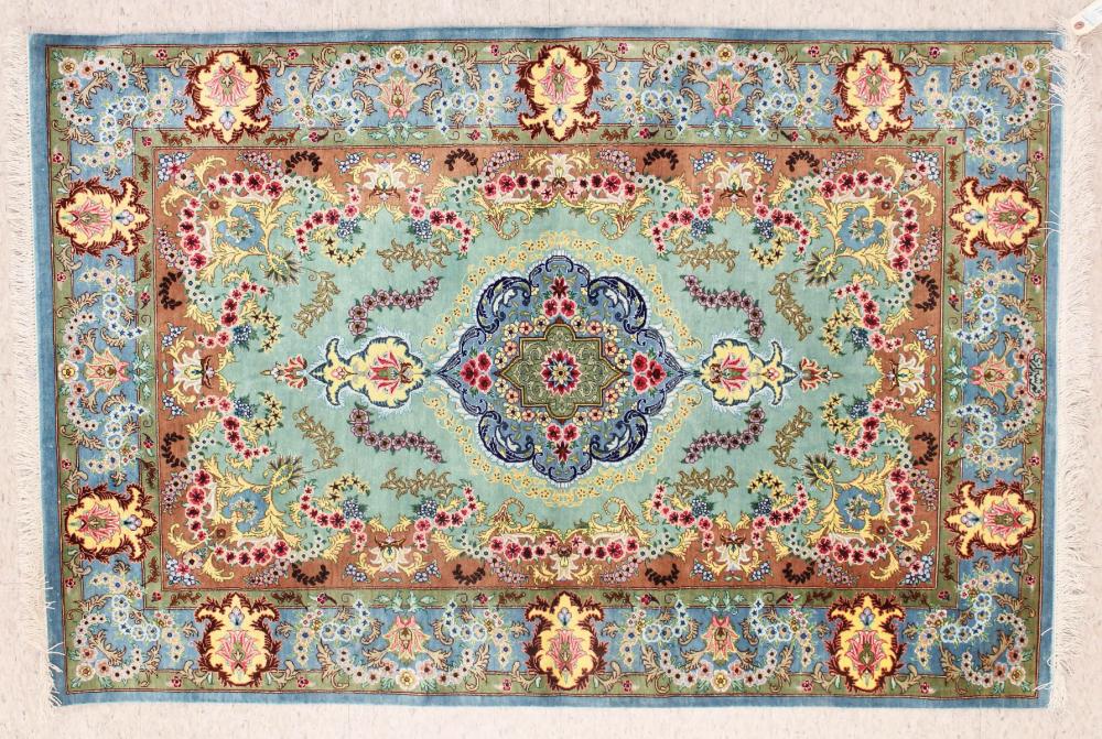 SIGNED PERSIAN TABRIZ SILK AND