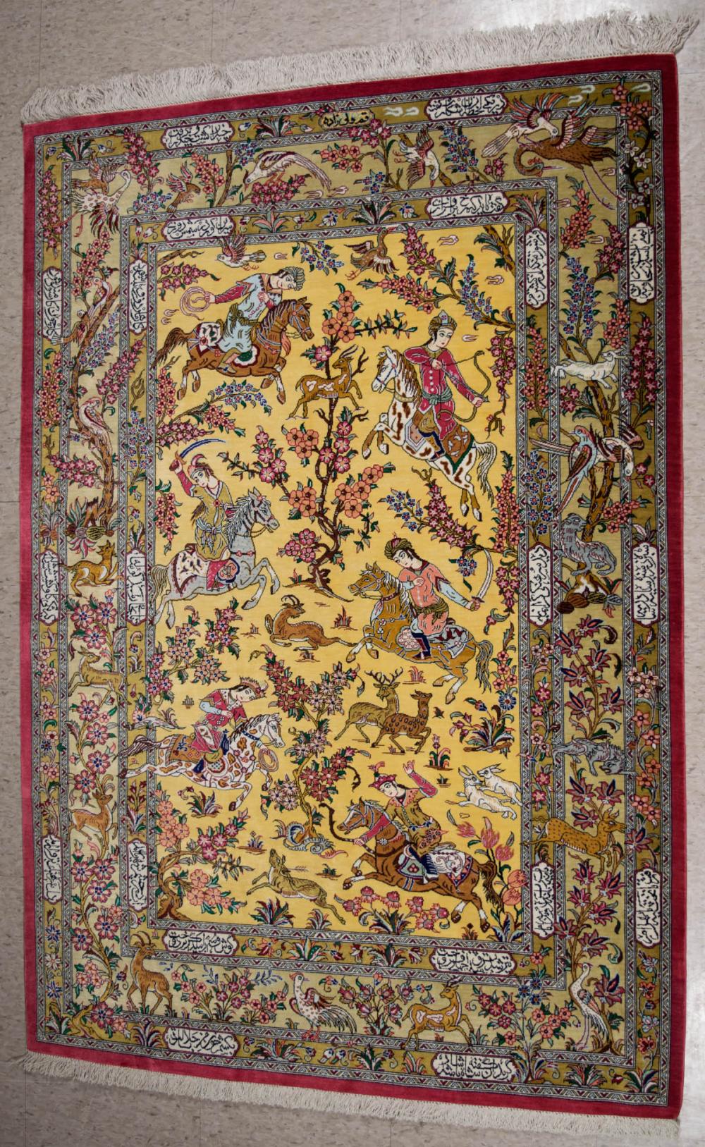 FINE PERSIAN HUNTING SCENE TABRIZ 33e900