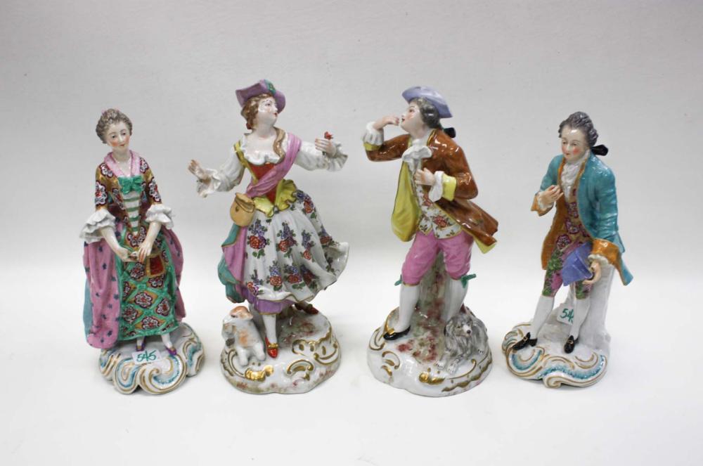 FOUR FRENCH STYLE FIGURAL PORCELAIN