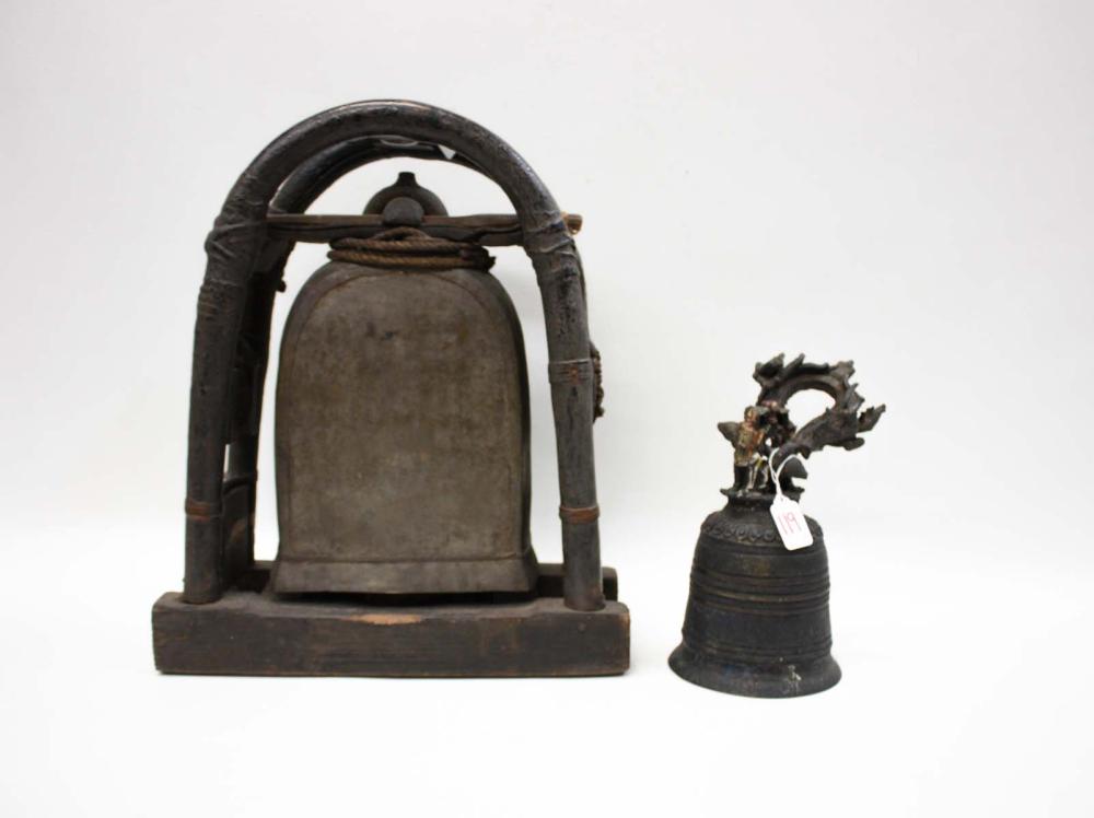 TWO ELEPHANT BELLS: LARGE METAL