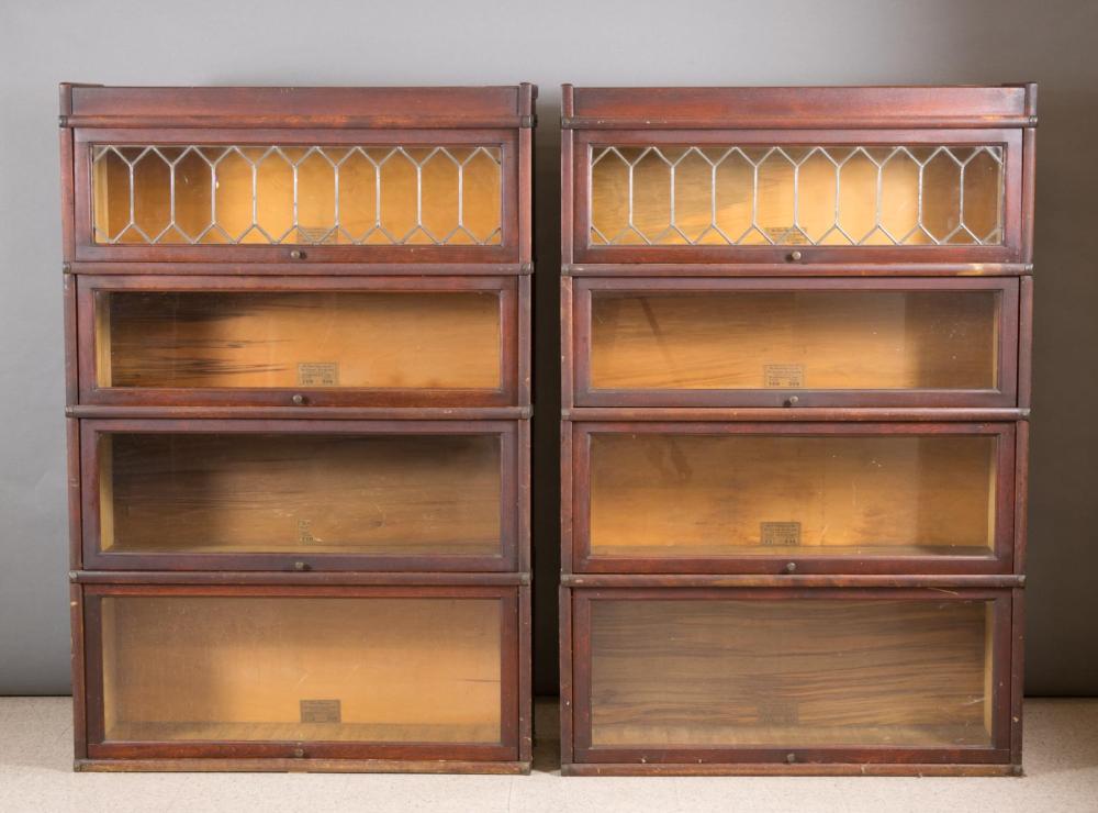 A PAIR OF MAHOGANY STACKING BOOKCASES,