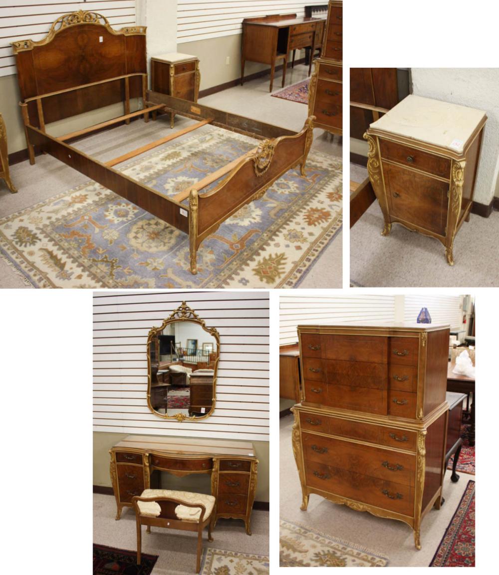 SIX-PIECE LOUIS XV STYLE BEDROOM SET,