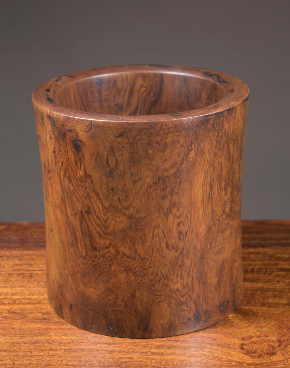 CHINESE ROSEWOOD BRUSH POT. DIMENSIONS: