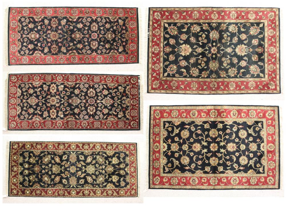 FIVE SIMILAR HAND KNOTTED ORIENTAL