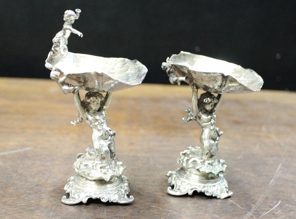 PAIR OF GERMAN SILVER FIGURAL COMPOTES  33ea1c