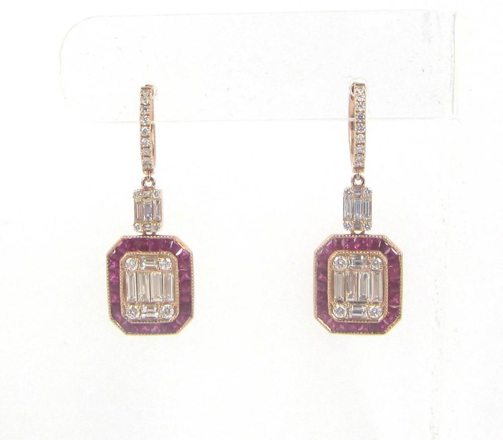 PAIR OF ART DECO DIAMOND AND RUBY