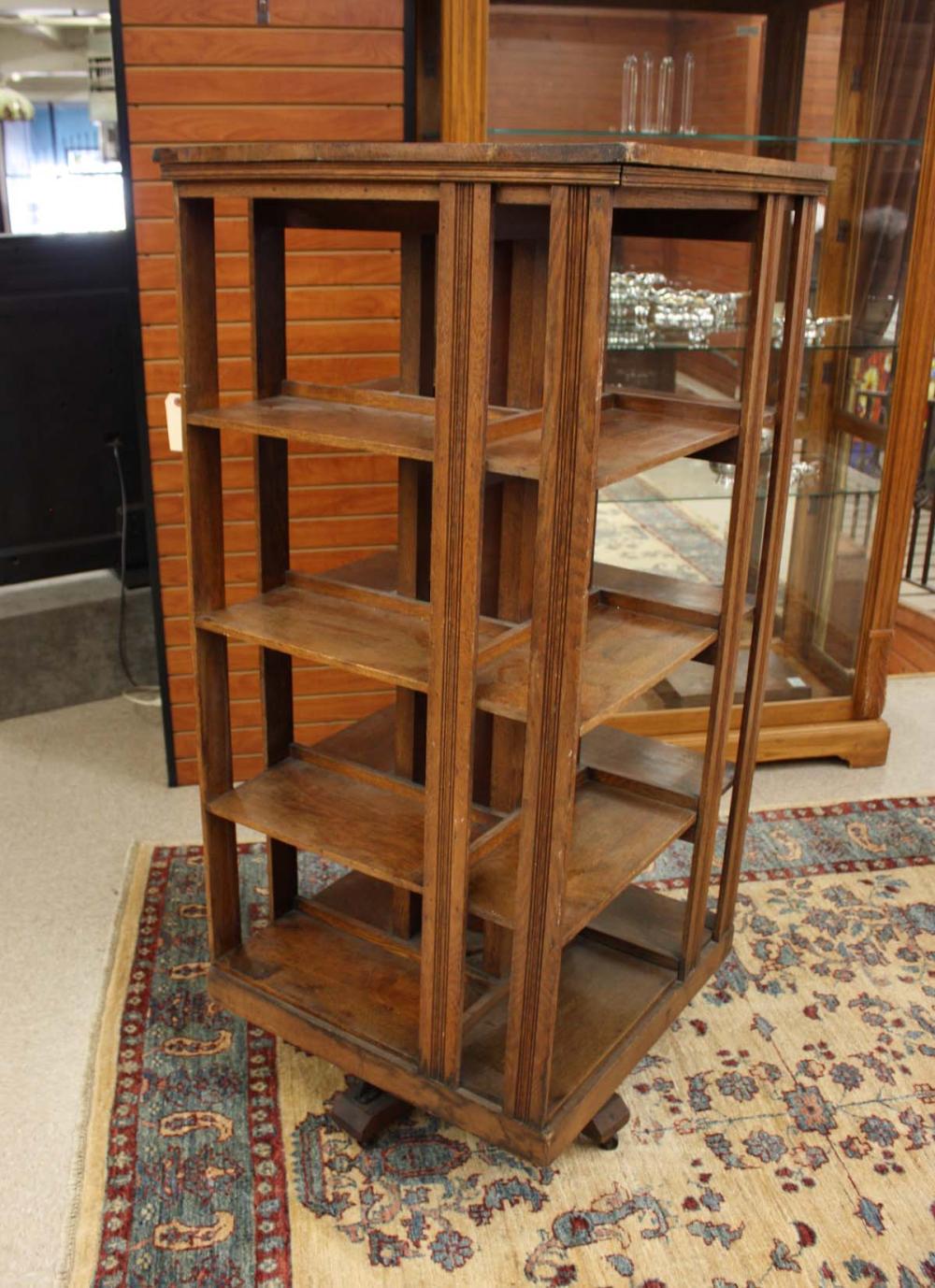 DANNER REVOLVING OAK BOOKCASE  33ea35