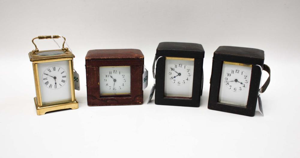 FOUR FRENCH CARRIAGE CLOCKS, TWO