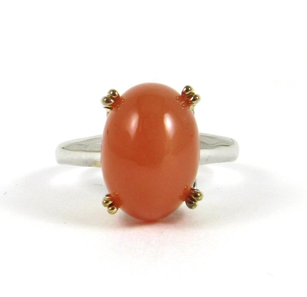 ORANGE MOONSTONE AND FOURTEEN KARAT