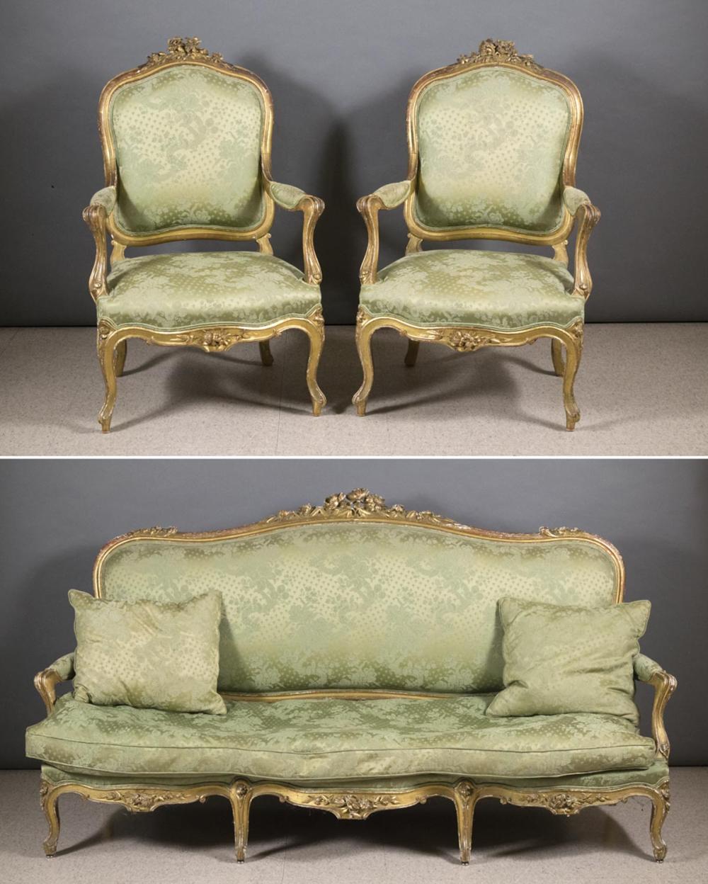 THREE PIECE LOUIS XV STYLE SEATING 33ea9a